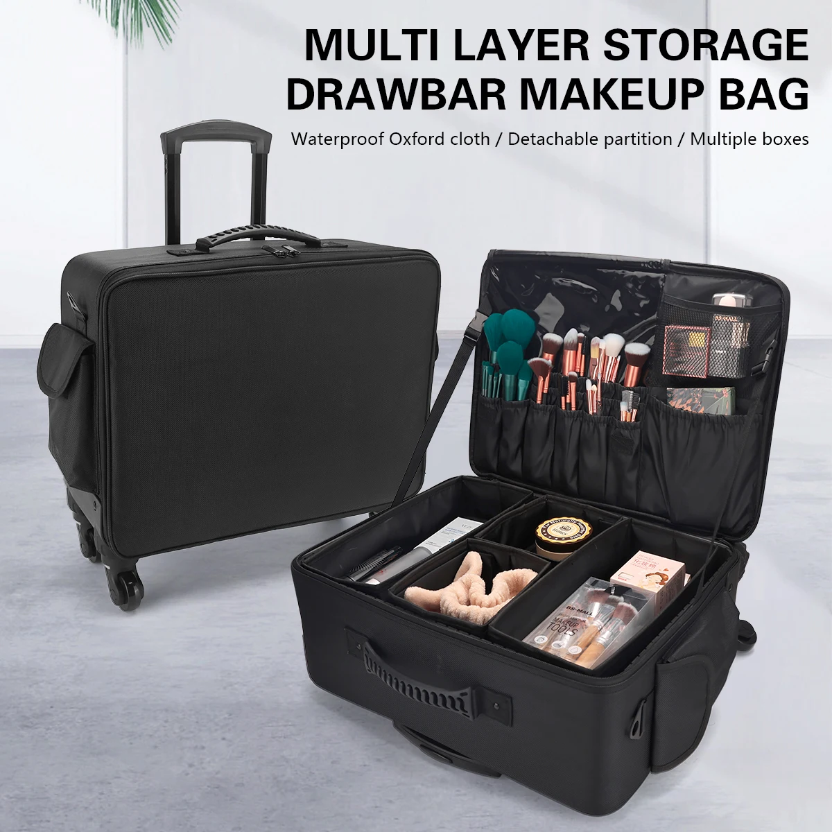 Beauty Makeup Box Set - Professioneller Friseur-Trolley mit Großem Stauraum, Kosmetikkoffer