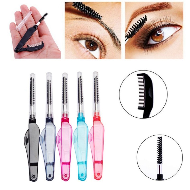 Blush Brush Kabuki - 5 Stück Doppelfunktions-Doppelkopfkamm für Wimpern und