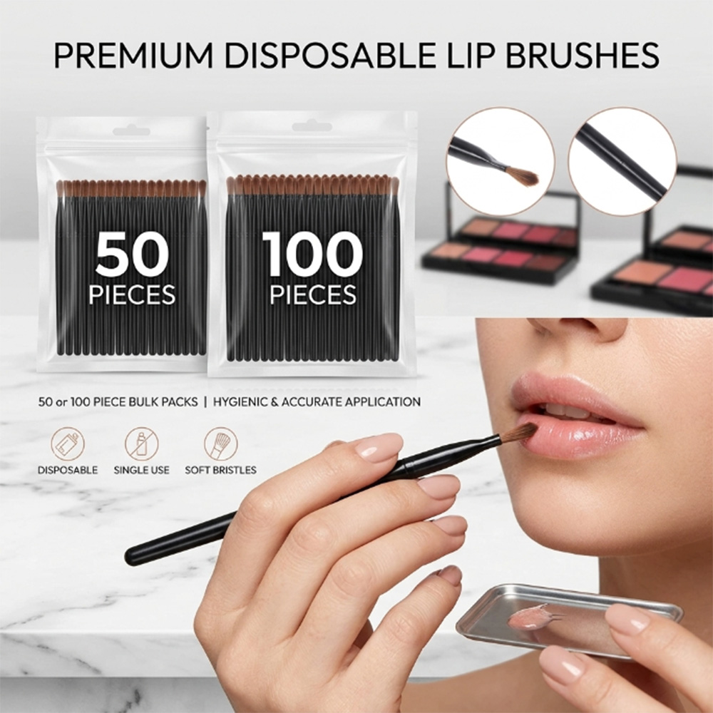 Beauty Of Makeup - 50/100 Stück Einweg-Lippenpinsel-Set Lippenstift-Gloss-Applikatoren Make-up-Pinsel Professionelles