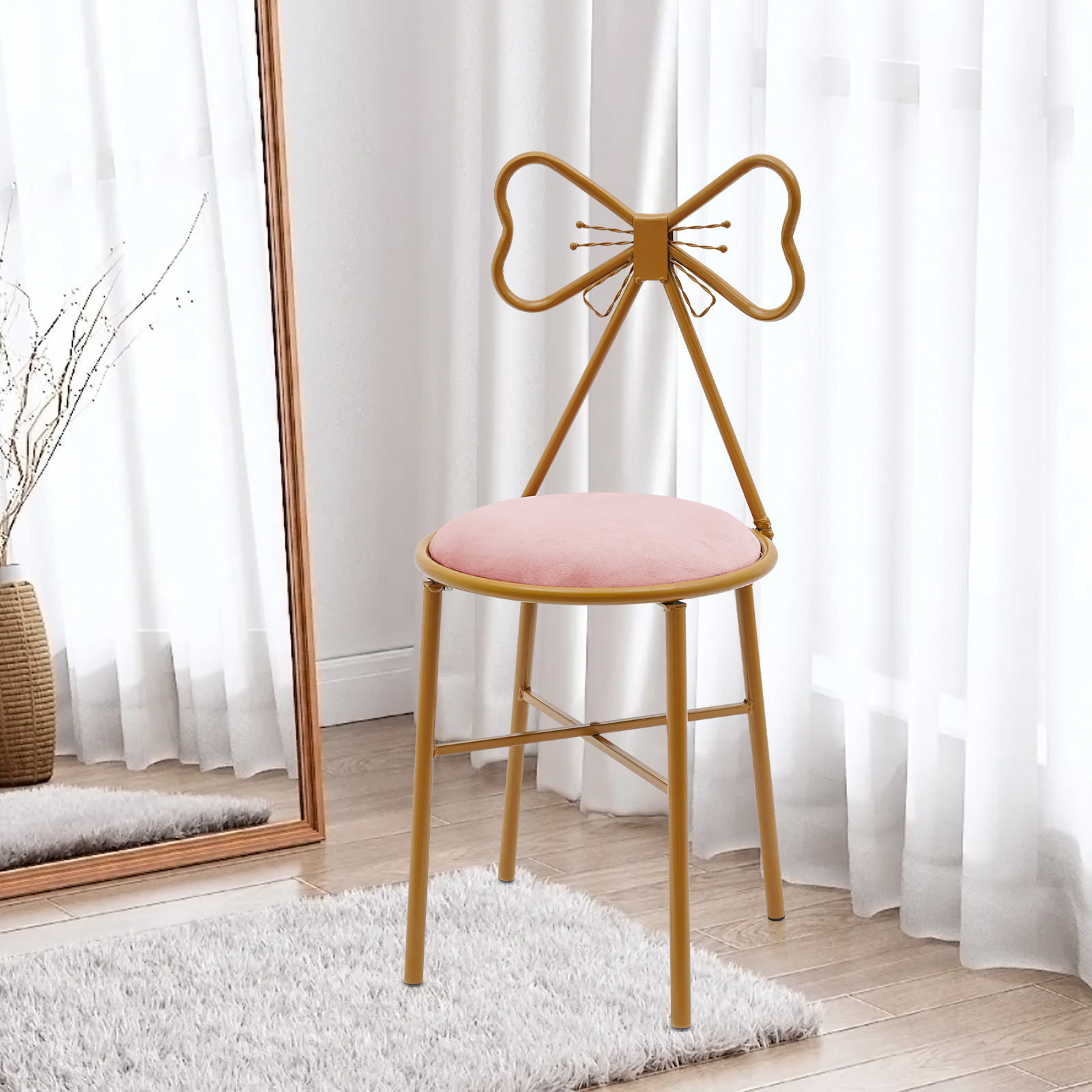 Beauty Makeup Chair - Schmetterling Fliege Schminkstuhl Moderner Schminkhocker Samtkissen