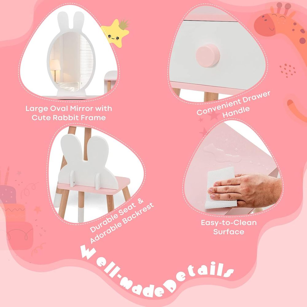 EY Kinder-Schminktisch, Hasen- – Beauty Makeup Chair Bewertung und Preis