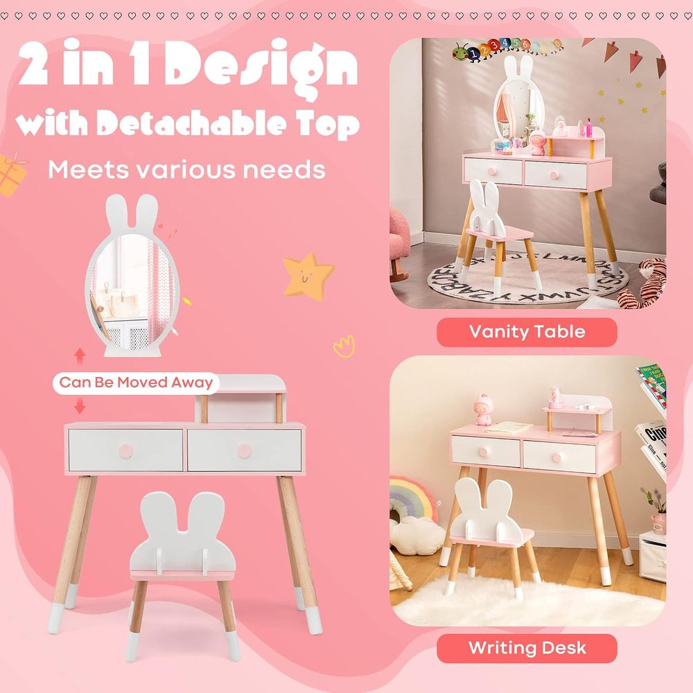 EY Kinder-Schminktisch, Hasen- – Beauty Makeup Chair Bewertung und Preis